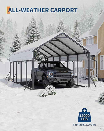 GarveeLife 13x26x11 Ft Oversized Metal Carport, Steel Heavy Duty Car Ports for All-Weather, Tall Carport for Full-Size Pickup Trucks, Boats, and Tractors