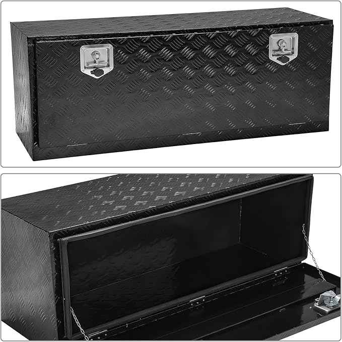 DNA MOTORING Truck Tool Box Lockable Storage Box, Truck Bed Tool Box Truck Bed Organizer Aluminum Truck Tool Boxes for Bed of Truck, w/Lock & Keys, 47"x18"x18", Black, TBOX-T5-015-BK