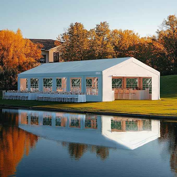 Quictent 20x40ft Party Tent Heavy Duty Outdoor Canopy Tent Carport Wedding Event Shelter BBQ Wedding Tents for Parties with Storage Bags(Church)