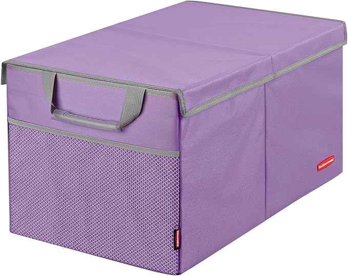 Rubbermaid Car Organizer, Collapsible Trunk Organizer, Multi-Compartment Car Storage Organization for Car Accessories, 2 Compartments With Cover, 21.65"*14.17"*12.2" - Purple