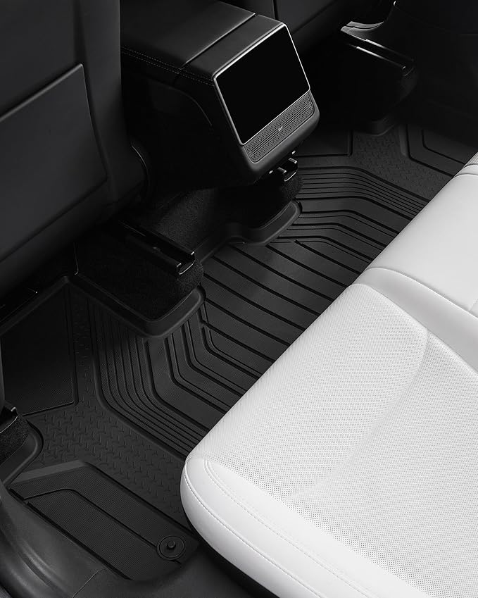 3W Tesla New Model Y Juniper Floor Mats and Cargo Liners, TPE Full Set Floor Liner for New Model Y 2025 2026, Cargo Mats and Seat Back Cover Protector, VigorMold, Car Mats for Tesla Accseeories, Black
