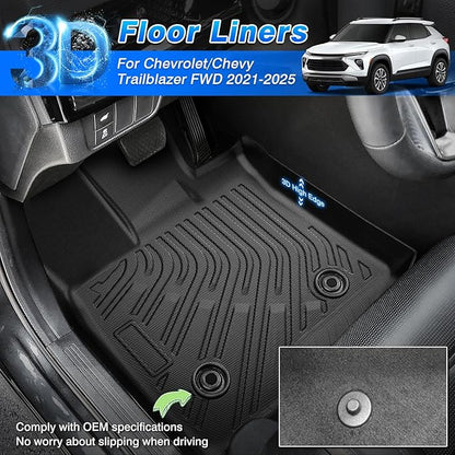 Cartist Floor Mats and Cargo Liner Fit for Chevy Trailblazer FWD 2021-2025 2026 All Weather Floor Mat Trailblazer Accessories Heavy Duty Carpet Protection (Only Fit Cargo in Upper Deck Position)