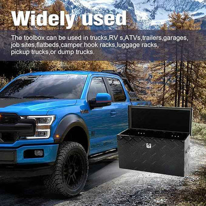 24 Inch Black Aluminum Tool Box 5 Bar Tread ToolBox for Truck Bed Car Outdoor Trailer Pickup Underbody RV ATV Storage Underbed Tools Organizer with Side Handle and Lock (24"X9.5"X12.5")