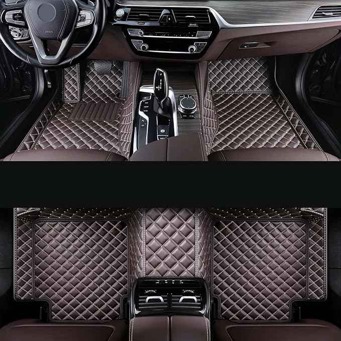 Car Floor Mat Fit 99% Sedans Sports Cars Luxury Custom Car Mats for SUV Women Leather Automotive Floor Mats All Weather Car Mats Diamond Floor Mats for Trucks (3D Luxury Deep Brown)