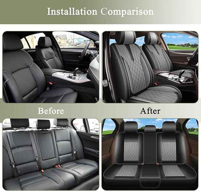 Full Set Car Seat Covers for Chevy Colorado 2015-2023 2024 2025 2026: Breathable Perforated Leather Seat Cover (Black&Grey)