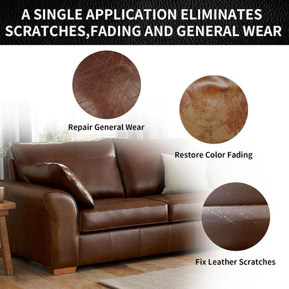 Leather Repair Kit Recoloring Balm Cleaner Conditioner Waterproof Beeswax Oil for Car Seat Furniture Couch Shoe Leather Vinyl(Medium Brown)