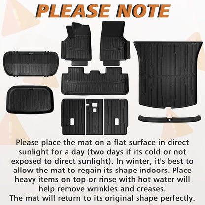 TripleAliners 10PCS Floor Mats Fit for 2026+ Tesla Model Y Juniper Set Full Protection All Weather TPE Anti-Slip Custom Fit Floor& Frunk& Trunk& Rear Lower& Backrest Mat& Bumper Guard