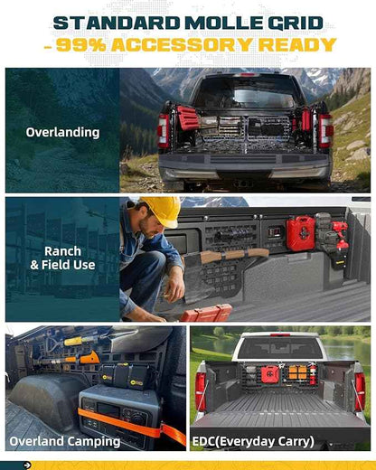Front Bed MOLLE Panel Fit for 5.5 Feet Ford F150 2015-2026 Truck Storage Organizer System