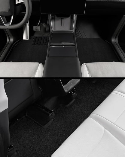 3W Tesla Model Y Juniper Floor Mats(not for Standard), Full Set with Carpets, Mental Pedal, Double Layer, 2025 2026 Model Y Acecessories, TPE All Weather Waterproof Custom Fit Automotive Liners