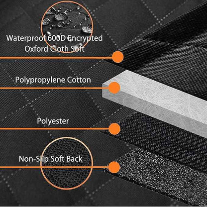 Large Dog Car Seat Cover for Back Seat with Mesh Viewing Window, Waterproof Quilted Hammock Style, Upgraded PU Leather Back Seat Extender with Hard Bottom Holds 400LBS,for Car, SUV, Small Truck