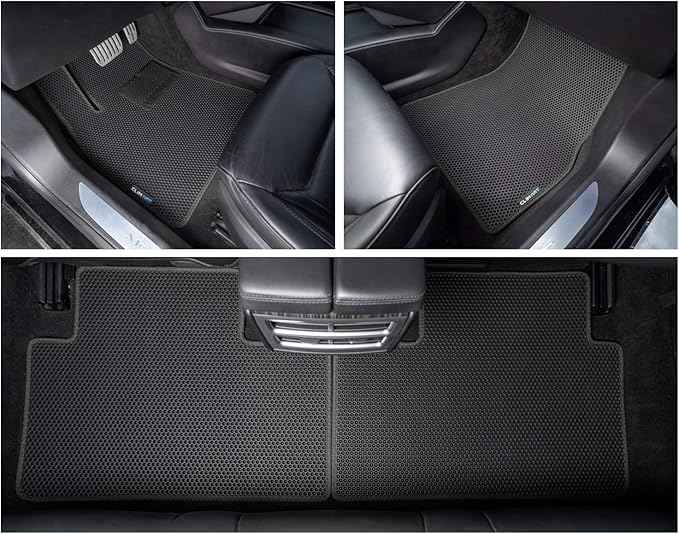 CLIM ART All-Weather Car Floor Mats Compatible with Tesla Model S 2012-2020, Custom-Fit Heavy-Duty Floor Liners for Cars & SUVs, Car Accessories for Men & Women, Black - FL011412163