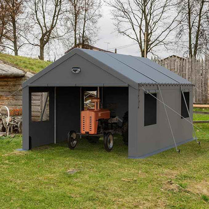 Carports Canopy Heavy Duty, Portable Garage with Sidewalls (12x20, Grey)