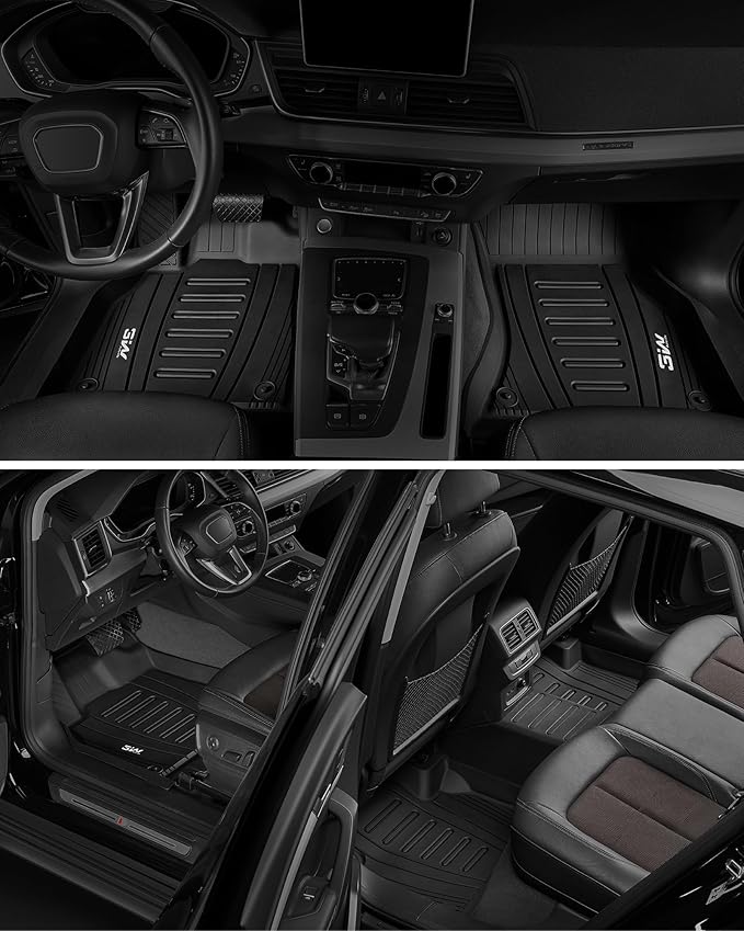 3W Floor Mats Custom Fit for Audi Q5 SQ5 2018-2025(Include Q5/SQ5 Sportback 2021-2025), All-Weather TPE 1st & 2nd Row Odorless Car Liners for Audi Accsessories