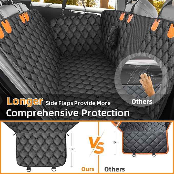 Dog Car Seat Cover for Back Seat, XL Heavy Dog Seat Cover, 100% Waterproof Scratch Proof Nonslip Dog Hammock for Car, Pet Back Seat Covers for Cars