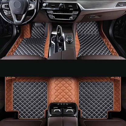 Car Floor Mat Fit 99% Sedans Sports Cars Luxury Custom Car Mats for SUV Women Leather Automotive Floor Mats All Weather Car Mats Diamond Floor Mats for Trucks (3D Luxury Light Brown + Black)