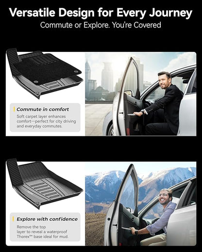 3W Floor Mats & Carpets Fit for Audi Q7(2017-2025)/ Q8(2019-2025), 4M TPE Dog Friendly Mats, Custom Fit Car Liner, All Weather Waterproof Non-Slip, Easy to Install Car Accessories(not for Q8 E-tron)