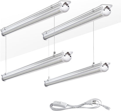 4Pack 4FT LED Shop Light Garage Lights,50W 6000K 7500LM White Light,Hanging/Surface Mount,Plug and Play,Linkable T8 LED Shop Lights,Commercial Bay Lighting for Warehouse Workshop Basement