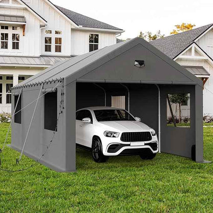 Carports Canopy Heavy Duty, Portable Garage with Sidewalls (12x20, Grey)