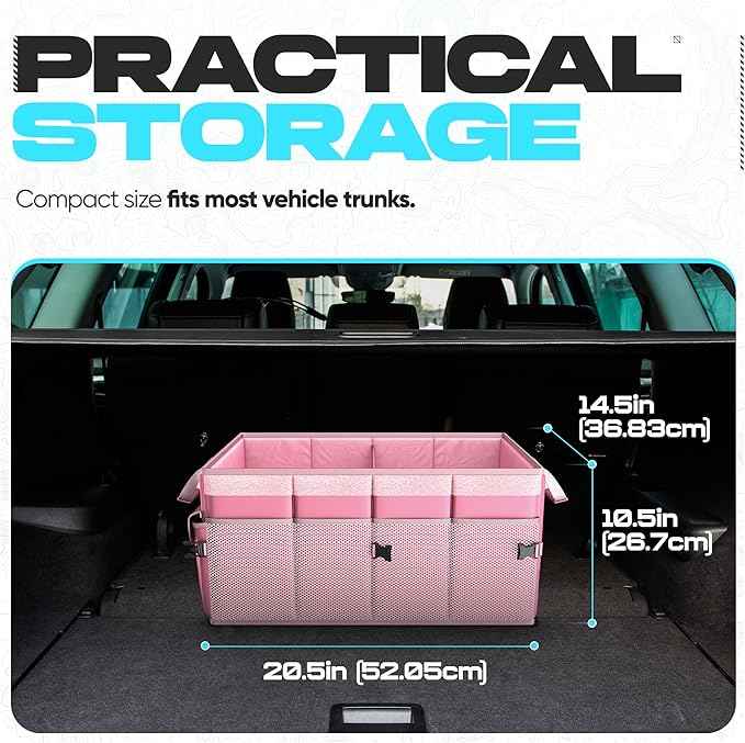 FORTEM Trunk Organizer For SUV Car Trunk Organizer, Foldable Storage, Car Accessories for Women Men, Collapsible Bag, Perfect Christmas Gifts, 600D Oxford, Non Slip Bottom, Straps, Soft Cover (50L)