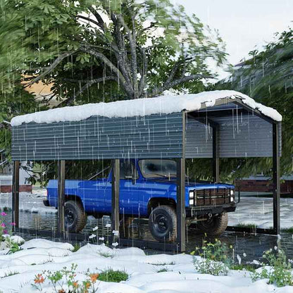 Metal Carport 10x15ft Heavy-Duty | Military-Grade Reinforced Garage Kits with Steel Roof & Hurricane | 80lbs/Sq.Ft Snow/RV/Camper/Truck/Tractor Shelter Outdoor