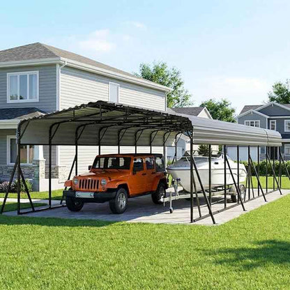 20X40 FT Large Metal Carport, Heavy Duty with Reinforced Galvanized Carports, Feature Weather Resistant Shelter Carport Canopy, Oversized Car Port for Boats, Cars, Trucks, and Tractors