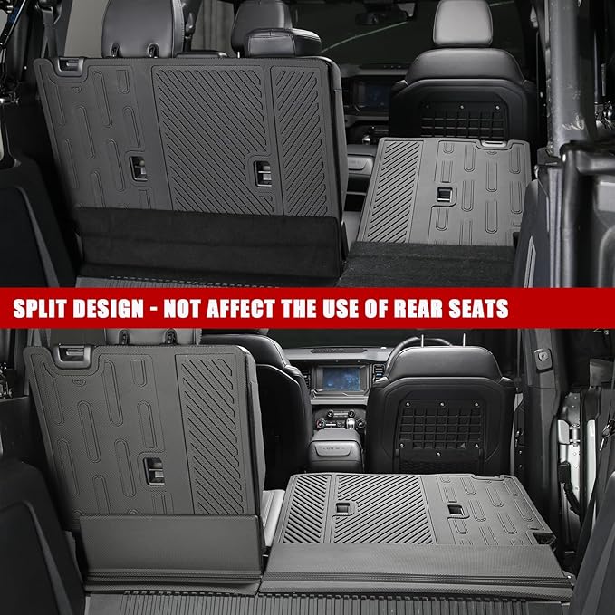 Mabett Seat Back Cover and Cargo Liner for Ford Bronco 4 Door Accessories, All-Weather Backrest Protector Trunk Mat Fit Bronco 2021-2024