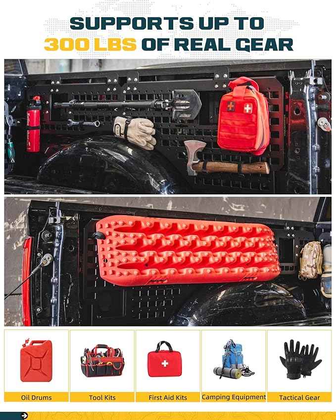 Side Bed MOLLE Panel Fit for 2024 2025 2026 Toyota Tacoma Double Cab 5-ft Bed, Exclusion Truck Storage Organizer System, NOT Fit for SR/SR6/TRD PreRunner Trims