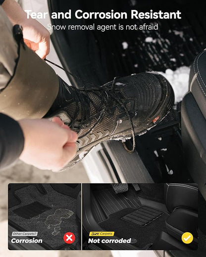 3W Floor Mats & Carpets Fit for Audi Q7(2017-2025)/ Q8(2019-2025), 4M TPE Dog Friendly Mats, Custom Fit Car Liner, All Weather Waterproof Non-Slip, Easy to Install Car Accessories(not for Q8 E-tron)