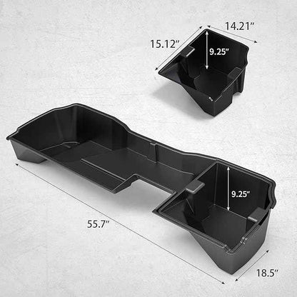 oEdRo Upgraded Rear Under Seat Storage Box Compatible with 2014-2018 Chevy Silverado/GMC Sierra 1500 Double Cab, 19 Silverado LD/Sierra Limited; 2015-2019 2500HD/3500HD - 2-in-1 Max Organizer