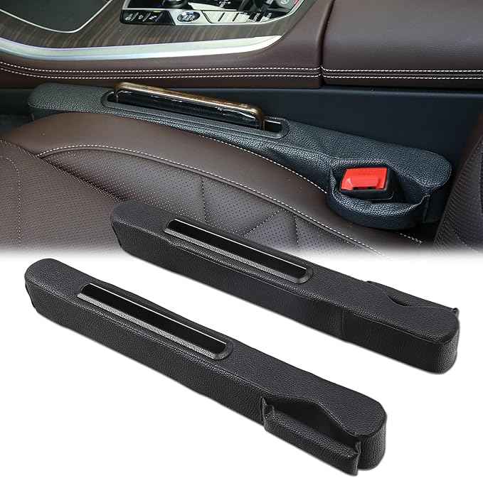 Car Seat Gap Filler 2 Pack,Car Seat Gap Filler Organizer,Car Seat Gap Plug with Storage Slot,3 in 1 Car Seat Gap Filler,Prevent Small Items from Falling(Black)