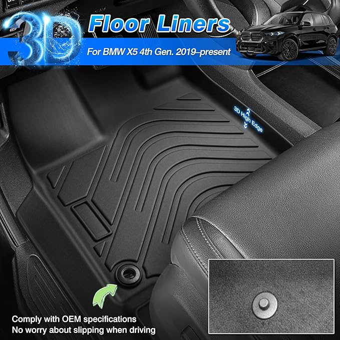 Cartist Floor Mats and Cargo Liner Fit for BMW X5 2019-2025 2026 All Weather Floor Mat X5 Accessories Heavy Duty Carpet Protection (Only for 5 Passengers)