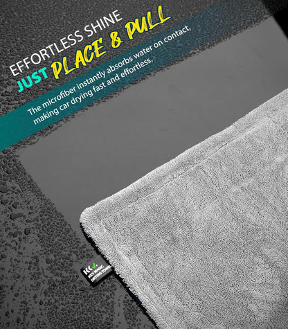 KKV Full-Sized SUV Drying Towel, 48”x24” Dual Sided Microfiber Car Cleaning Towel with Twisting Yarn Technique, 1400GSM Super Absorbent, Scratch-Free, Machine Washable (LightGrey-MarineBlue)