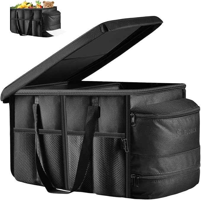 FLORICH Car Seat Organizer, Premium Backseat Car Organizer with Tray for Kids and Adults, Front Passenger Organizer with Tissue Box and Cup Holder and Mesh Pockets Waterproof