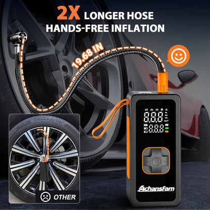 150PSI Tire Inflator Portable Air Compressor - Air Pump with Digital Pressure Gauge, LED Light, Auto Shut-Off Function - Cordless Pump for Car, Motorcycle, Bicycle, Balls and Car Accessories
