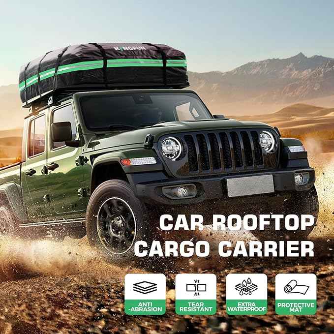 Kingfun Rooftop Cargo Carrier – Waterproof 21 Cubic Feet Car Roof Bag Fit All Vehicles with/Without Roof Rack, Includes Anti-Slip Mat, 8 Reinforced Straps & 6 Door Hooks, Lashing Straps, Luggage Locks