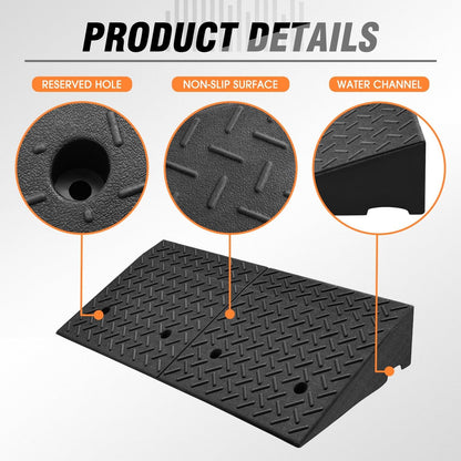 DNA MOTORING 6.9" Rise Rubber Curb Ramp Heavy Duty Loading Driveway Ramp Threshold Ramp 39 in L x 19.5 in W x 6.9 in H for Loading Dock, Warehouse, Wheelchair, Motorcycles, Cars, TOOLS-00653