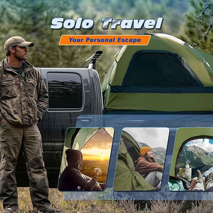 Truck Bed Tent, Waterproof PU3000mm Pickup Truck Tent for Camping Bed, 2-3 Person Sleeping Truck Tent, Portable for Car Camping