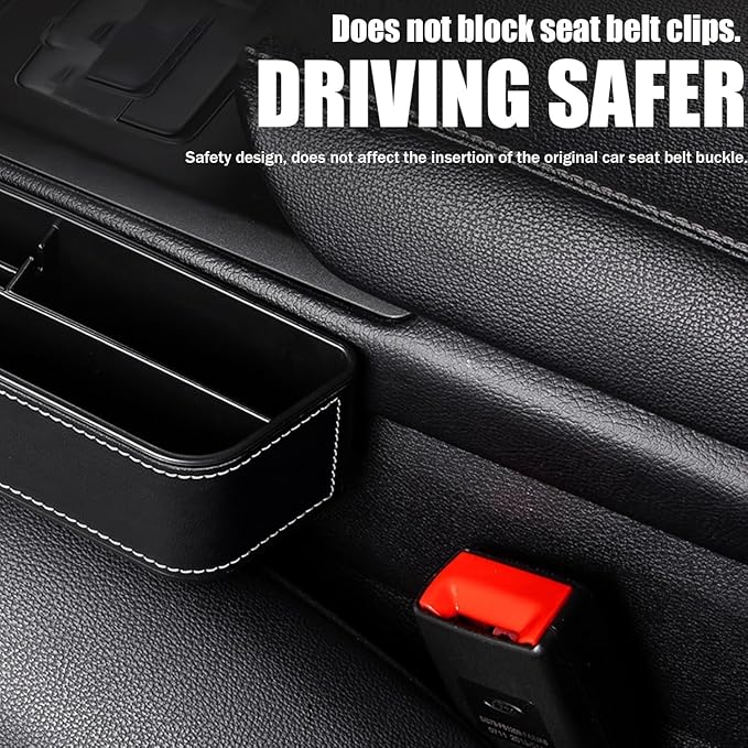 Car Seat Gap Filler Organizer for Tesla Model 3/Model S/Model X/Model Y/Cybertruck/Roadster Seat Organizer Multifunctional Durable Auto Leather Cup Holder Gap Organizer,Beige-2PCS