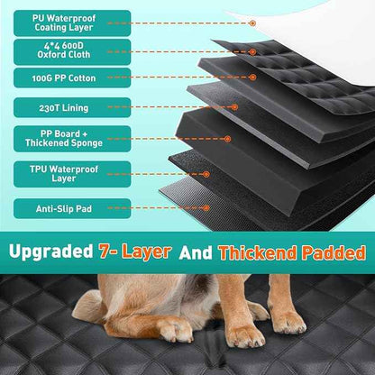 Ultra Thick Hard Bottom Dog Car Seat Cover for Back Seat, Waterproof Dog Hammock for Car with Mesh Window & Pocket, Pet Rear Seat Cover Protector Holds 400lbs for Car SUV