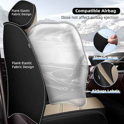 YORKNEIC 2 Front Seat Covers Fit for Ford Focus 2009-2018 Faux Leather Car Seat Covers for Focus Automotive Seat Cushion with Airbag Compatible(2PCS,Black&Beige)