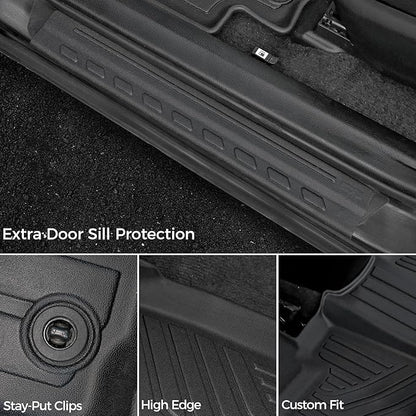 Floor Mats for Toyota RAV4 Gas 2013-2018, All Weather Floor Mats Trunk Cargo Liner with Backrest Protectors and Door Sill Guards Accessories, Full Coverage Set