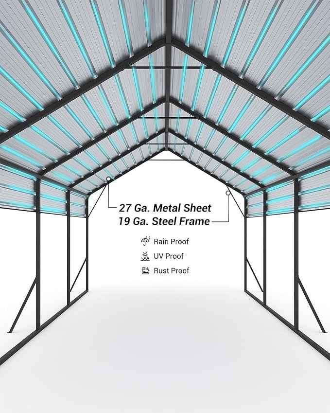 Garveelife 13 ft x21 ft x11 ft Oversized Metal Carport, Heavy Duty Metal Car Port for All-Weather, Steel Shed for Bass Boats, Pickup Trucks, and Tractors