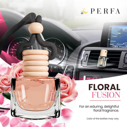 Car Air Fresheners for Women - Floral Fragrance Pack of 2 Long Lasting Car Air Freshener | Odor Eliminator Car Perfume Diffuser with Essential Oils | Automotive Air Freshener Vent Clip by Perfa