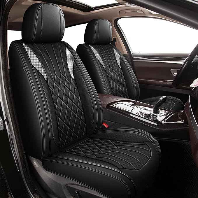 Bling Diamond Embroidered Seat Covers for Lexus GS 200t/350/450h 2007-2025 2026, Full Set 5 Seats, Sparkle Rhinestone Breathable Perforated Faux Leather Car Seat Covers for Women (Black)