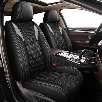 Bling Diamond Embroidered Seat Covers for Lexus GS 200t/350/450h 2007-2025 2026, Full Set 5 Seats, Sparkle Rhinestone Breathable Perforated Faux Leather Car Seat Covers for Women (Black)