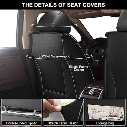 YORKNEIC Front Set Seat Covers Fit for Ford Flex 2011-2019: Faux Leather Car Seat Covers - Waterproof Car Seat Protector(Black)