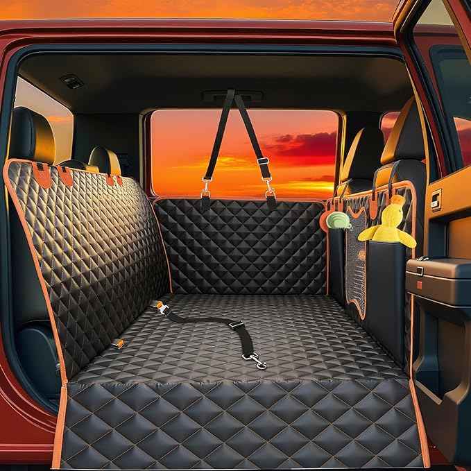 Back Seat Extender for Dogs,Car Seat Protector,Dog Car Seat Cover for Back Seat with Hard Bottom Holds 500 lbs,Waterproof Extender for Dogs,Pet Bed for Full Size F150/RAM1500/Silverado Crew Cab Pickup