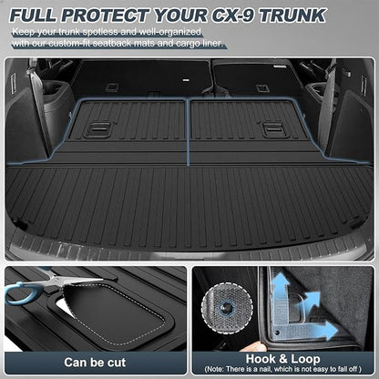 for 2016-2023 CX-9 Cargo Liner | Aomsazto Custom Fit Cargo Liner for Mazda CX9 2016-2020 2021 2022 2023 Trunk Liner Trunk Cargo Mat CX9 Accessories