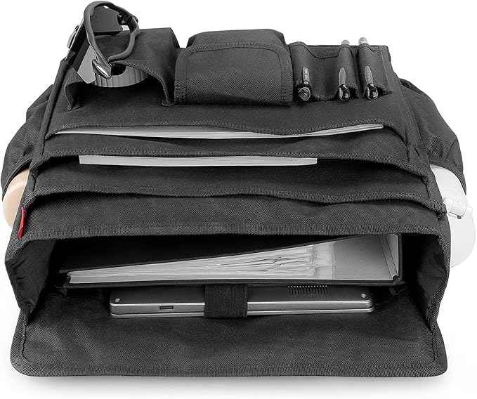 YOOFAN Universal Front Seat Organizer for Car & Truck - Black 600D Oxford Fabric with Tablet Sleeve, Cup Holders & Multi-Compartment Storage | Ideal for SUV, Work Truck, Mobile Office & Travel Use