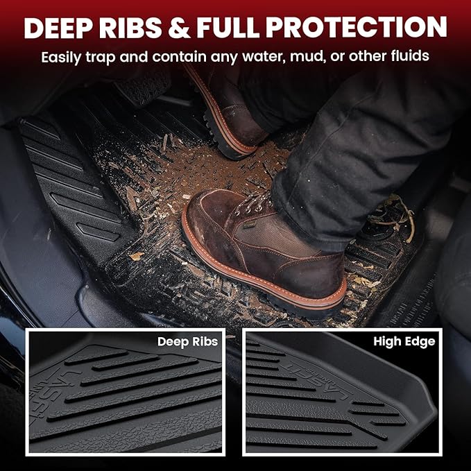 LASFIT Precision-Trimmed Floor Mats Fit for Toyota Corolla/Matrix 2009-2013/Pontiac Vibe 2009 2010, All-Weather Protection TPE 1st & 2nd Row Car Liners for Toyota Accsessories, Easy to Clean, Black
